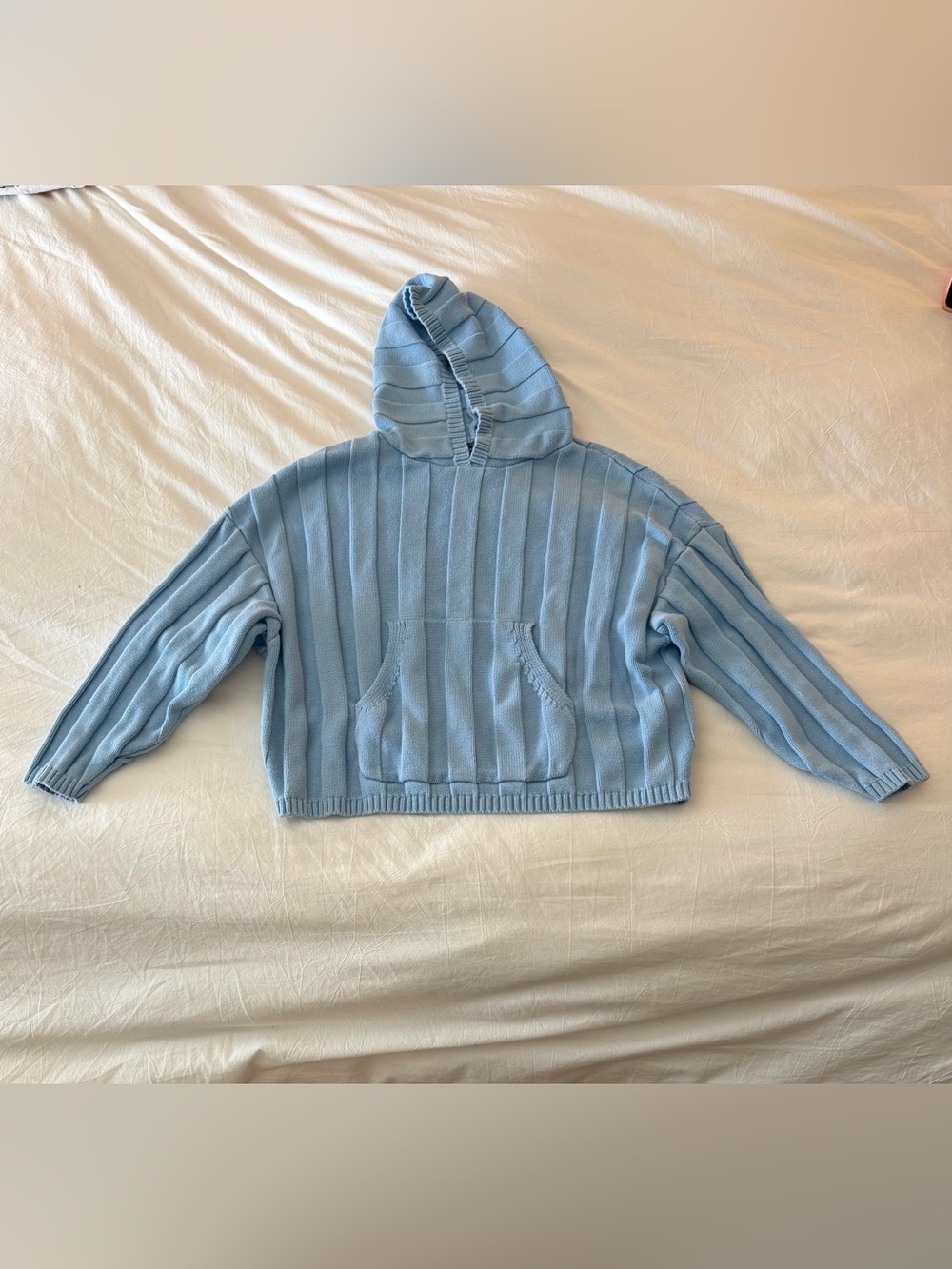 Portland Gear Light Blue Ribbed Knit Hoodie small